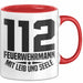 Feuerwehr Tasse Geschenk 112 Feuerwehrmann Mit Leib Und Seele Becher Rot Trendation