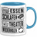Theater Tasse Geschenk Essen Schlafen Theater Wiederholen Becher Blau Trendation