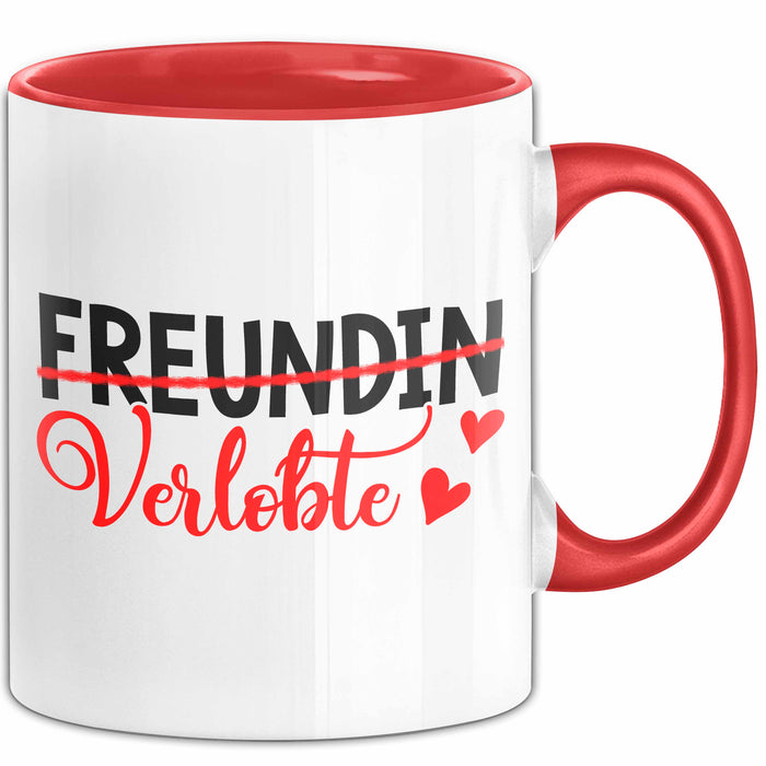 Verlobt Verlobung Verlobter Tasse Becher Geschenk Lustige Geschenkidee Spruch Verlobte Rot Trendation