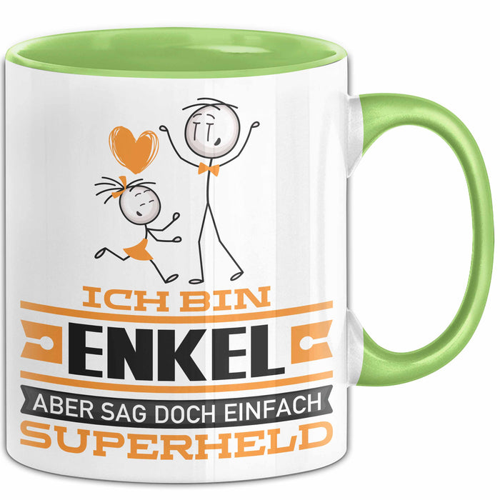 Enkel Geschenk Tasse Ich Bin Enkel Aber Sag Doch Einfach Superheld Lustige Geschenkdiee für Enkel Kaffee-Becher Grün Trendation