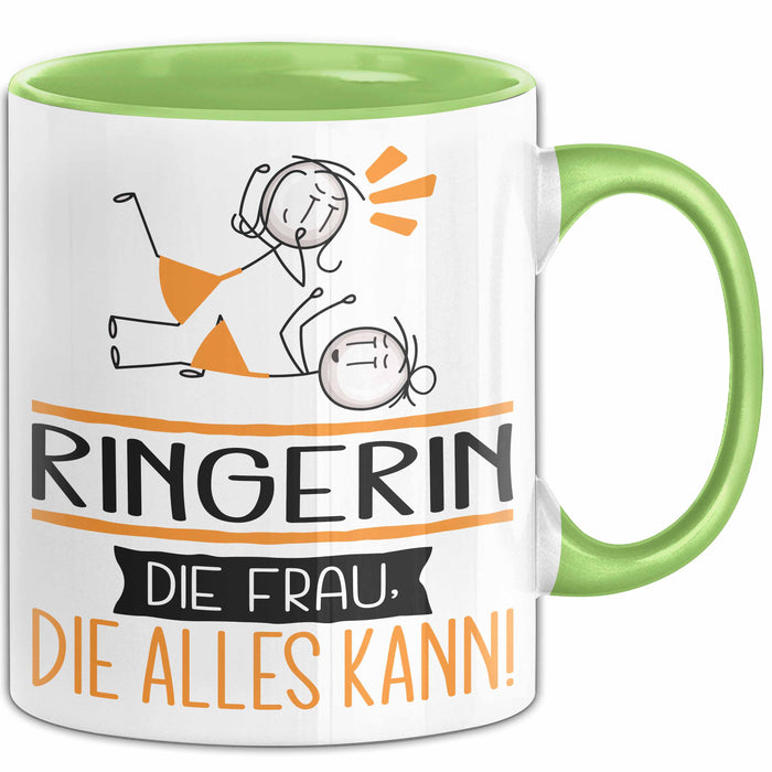 Ringerin Geschenk Tasse Becher Die Frau Die Allen Kann Geschenkidee für eine Ringerin Lustig Grün Trendation
