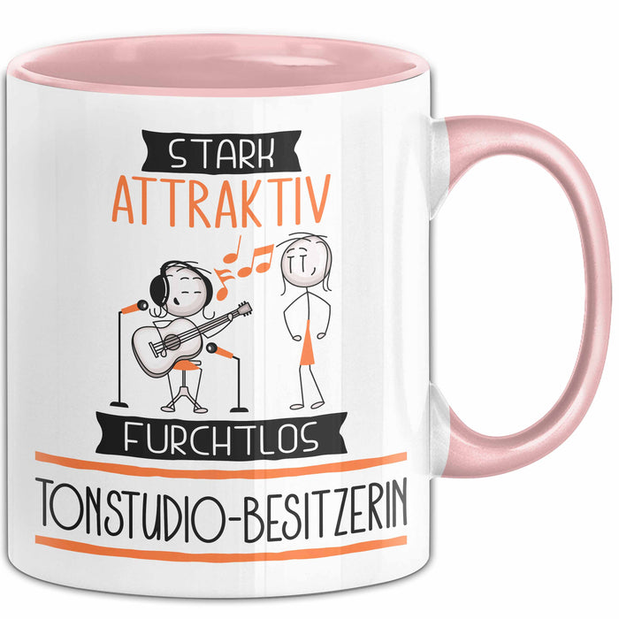 Tonstudio-Besitzerin Tasse Geschenk Becher Stark Attraktiv Furchtlos Tonstudio-Besitzerin Lustige Geschenkidee Rosa Trendation