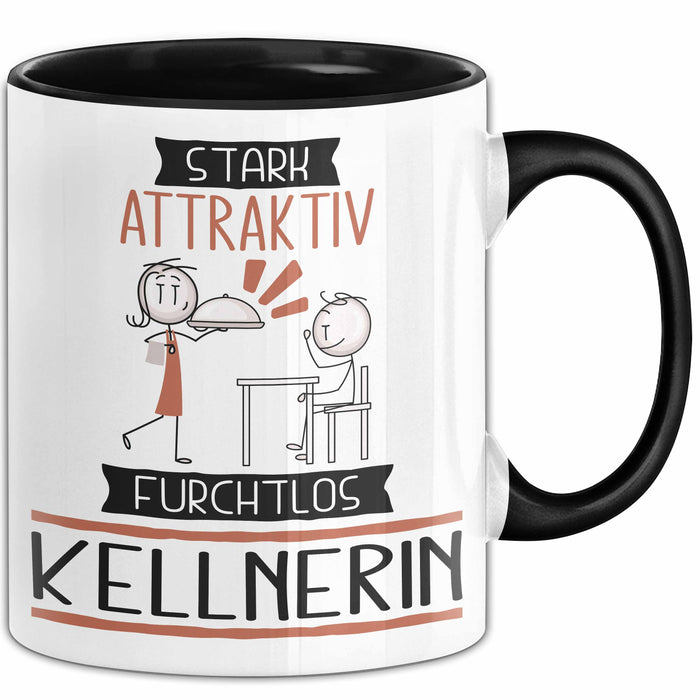 Kellnerin Tasse Geschenk Becher Stark Attraktiv Furchtlos Kellnerin Lustige Geschenkidee Trendation