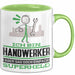 Handwerker Geschenk Tasse Ich Bin Handwerker Aber Sag Doch Einfach Superheld Lustige Geschenkdiee für Handwerker Kaffee-Becher Grün Trendation