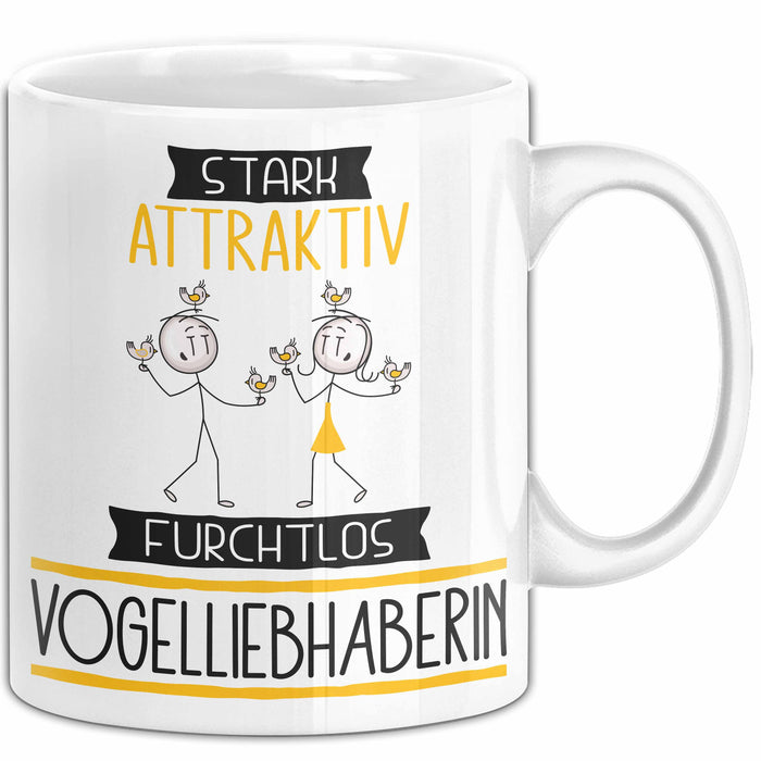 Vogelliebhaberin Tasse Geschenk Becher Stark Attraktiv Furchtlos Vogelliebhaberin Lustige Geschenkidee Weiß Trendation