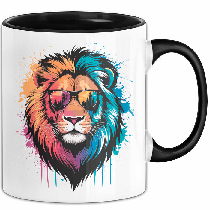 Löwe Mit Sonnenbrille Tasse Geschenk Lustige Geschenkidee Spruch Schwarz Trendation