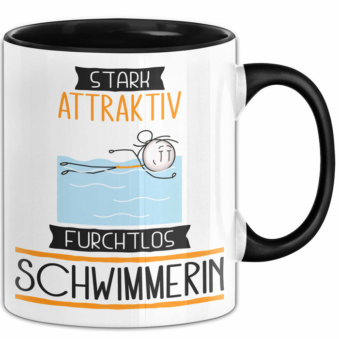 Schwimmerin Tasse Geschenk Becher Stark Attraktiv Furchtlos Schwimmerin Lustige Geschenkidee Trendation