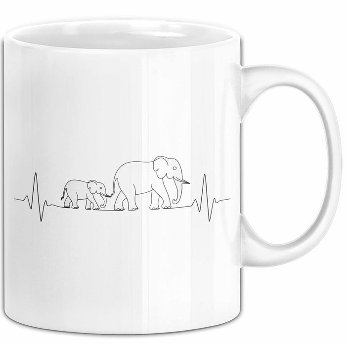 Elefant Tier Tasse Geschenk Lustige Geschenkidee Spruch Elefanten Herzschlag Weiß Trendation