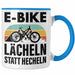 Trendation - Elektrofahrrad E-Bike Tasse mit Spruch Geschenk Ebike Lustige Geschenke Kaffeetasse Rentner Blau Trendation