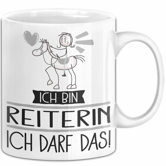 Geschenk für Reiterin Tasse Lustige Geschenkidee Geburtstag Ich Bin Reiterin Ich Darf Das Weiß Trendation