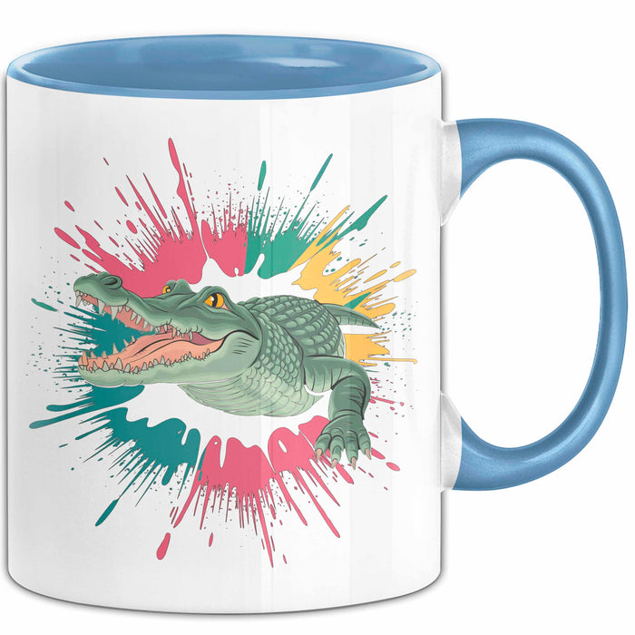 Krokodil Tier Tasse Geschenk Lustige Geschenkidee Spruch Blau Trendation