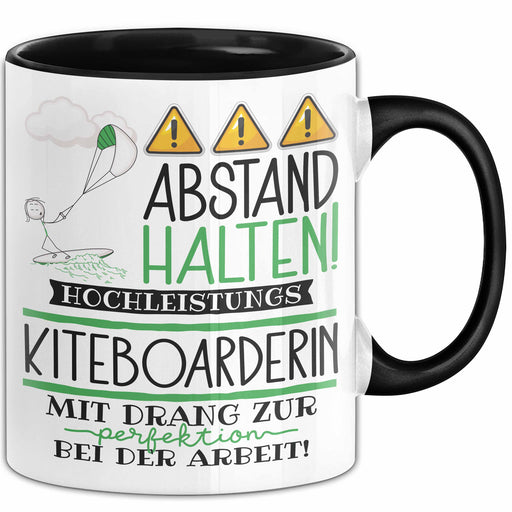 Kiteboarderin Tasse Geschenk Lustig Abstand Halten Hochleistungs-Kiteboarderin Mit Drang Zur Perfektion Bei Der Arbeit Trendation