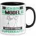 Model Tasse Geschenk für Model Geburtstag Lustiger Spruch Kaffee-Becher Was Ist Deine Superkraft Schwarz Trendation