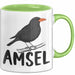 Amsel Vogel Tasse Geschenk Vogelbeobachter Ornithologe Biologe Grün Trendation