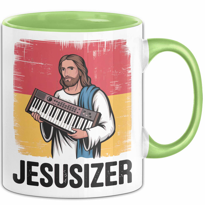 Jesus Keyboardspieler Tasse Geschenk Jesusizer Christlicher Geschenkidee Lustig Grün Trendation