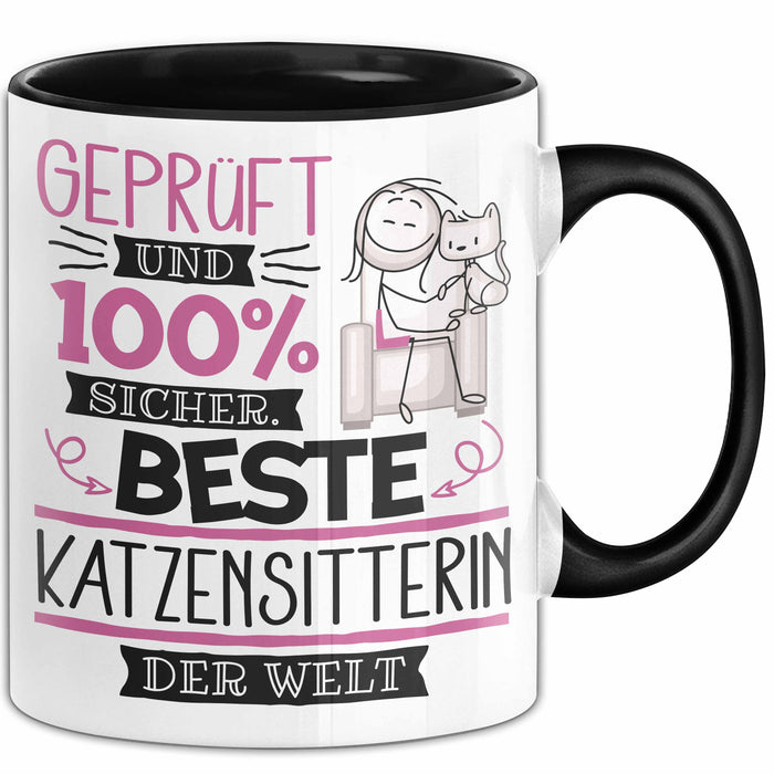 Beste Katzensitterin Der Welt Tasse Geschenk für Eine Katzensitterin Geprüft Und Sicher Geschenkidee Geburtstag Weihnachten Trendation