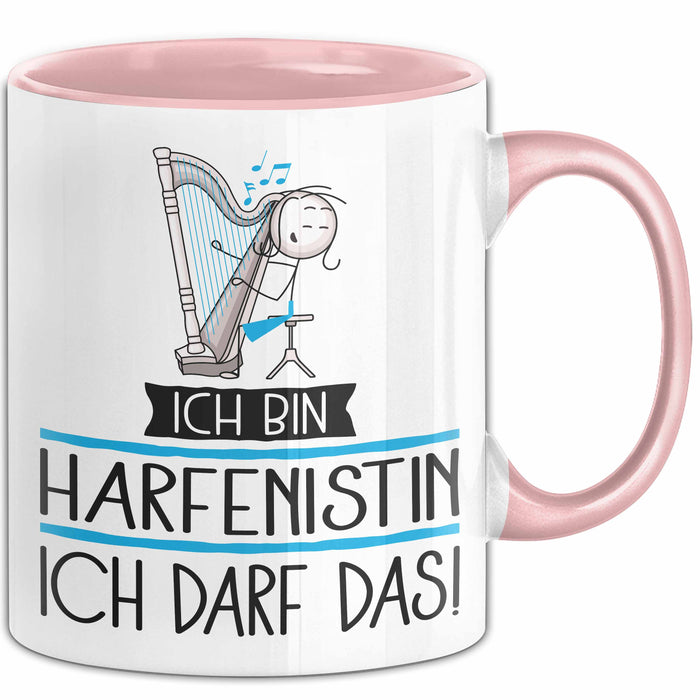 Geschenk für Harfenistin Tasse Lustige Geschenkidee Geburtstag Ich Bin Harfenistin Ich Darf Das Rosa Trendation