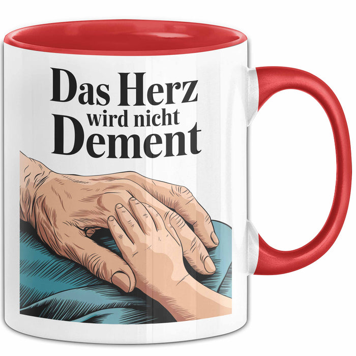 Krankenschwester Pflege Betreuung Tasse Geschenk Lustige Geschenkidee Spruch Das Herz Wird Nicht Dement Rot Trendation