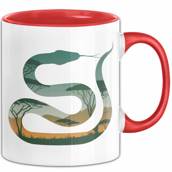 Reptil Schlange Tier Tasse Geschenk Lustige Geschenkidee Spruch Rot Trendation