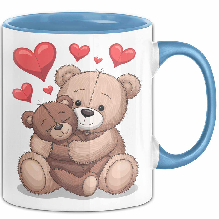 Teddybär Tierliebhaber Tasse Geschenk Lustige Geschenkidee Spruch Romantisches Herz Blau Trendation