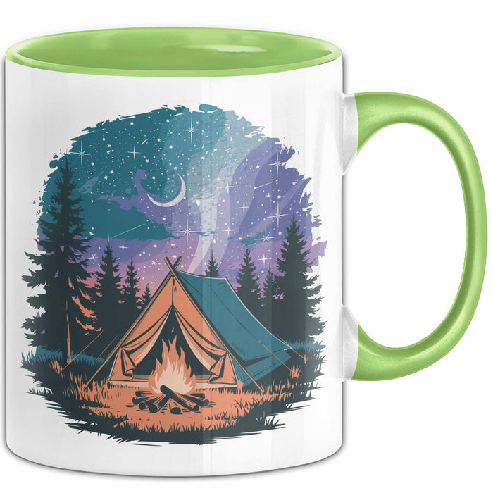 Camper Tasse Geschenkidee für Outdoor Abenteurer Grün Trendation