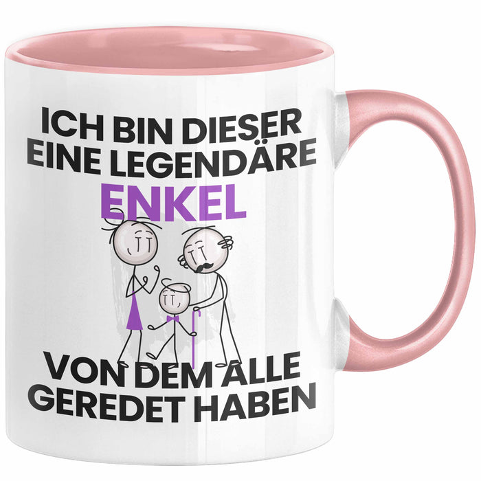 Enkel Geschenk Tasse Lustige Geschenkidee Geburtstag für Enkel Ich Bin Dieser Legendäre Enkel Von Dem Alle Geredet Haben Kaffee-Becher Rosa Trendation