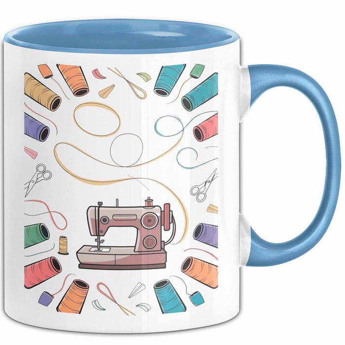 Näh Enthusiast Tasse Geschenk Lustige Geschenkidee Spruch Für Stich Liebhaber Blau Trendation