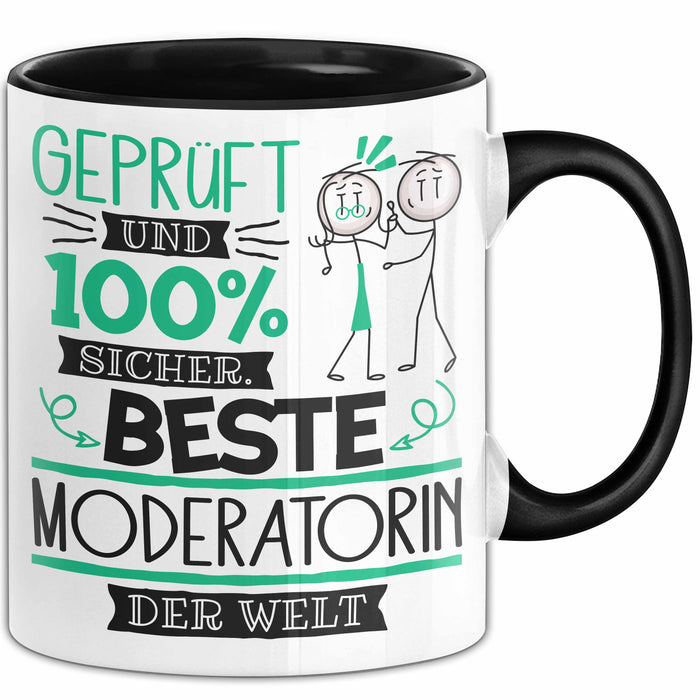 Beste Moderatorin Der Welt Tasse Geschenk für Eine Moderatorin Geprüft Und Sicher Geschenkidee Geburtstag Weihnachten Trendation