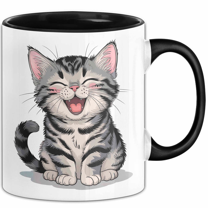 Katzen Tierliebhaber Tasse Geschenk Lustige Geschenkidee Spruch Schwarz Trendation