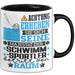 Schwimmsportler Geschenk Tasse Lustiger Spruch Erheben Sie Sich Der Schwimmsportler Betritt den Raum Schwarz Trendation