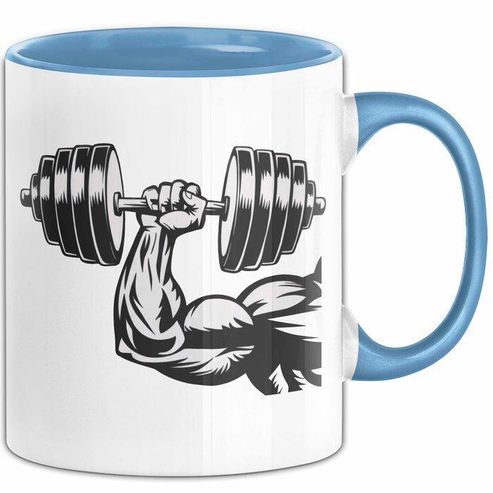 Bodybuilder Tasse Geschenkidee für Fitness Experten Blau Trendation