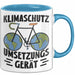 Fahrradfahrer Tasse Geschenk Klimaschutz Umsetzungsgerät Geschenkidee Umweltschutz Klimafreundlich Becher Blau Trendation