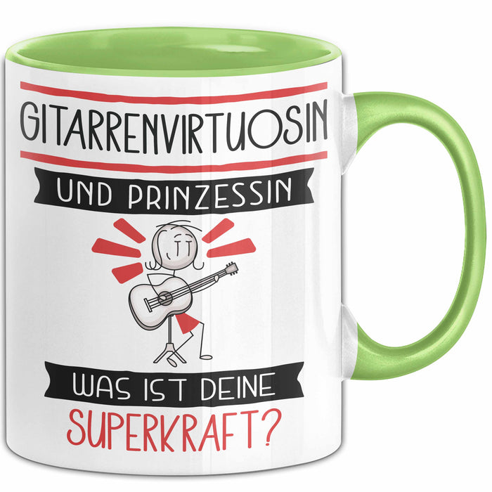 Gitarrenvirtuosin Und Prinzessin Tasse Geschenk Für Eine Gitarrenvirtuosin Geburtstag Was Ist Deine Superkraft Grün Trendation