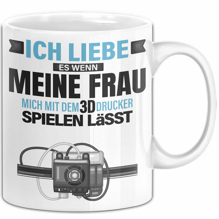 3D Drucker Tasse "Ich Liebe Meine Frau" Geschenk für Ehepartner und Technikfans Weiß Trendation