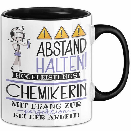 Chemikerin Tasse Geschenk Lustig Abstand Halten Hochleistungs-Chemikerin Mit Drang Zur Perfektion Bei Der Arbeit Trendation