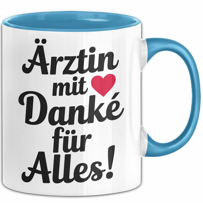 Arzt Tasse Geschenk Lustige Geschenkidee Spruch Ärztin Mit Danke Für Alles Blau Trendation