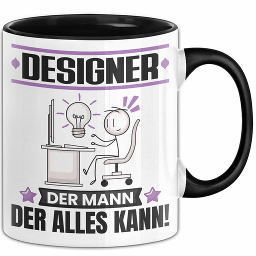 Designer Tasse Geschenk für Designer Der Mann Der Alles Kann Geschenkidee zum Geburtstag Schwarz Trendation