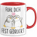 Mut Witzige Tasse Geschenk Zwei Pinguine Herz Süßes Design Mutig Rot Trendation