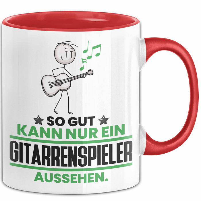 Gitarrenspieler Geschenk Tasse So Gut Kann Nur Ein Gitarrenspieler Aussehen Geschenkidee Kaffee-Becher Rot Trendation