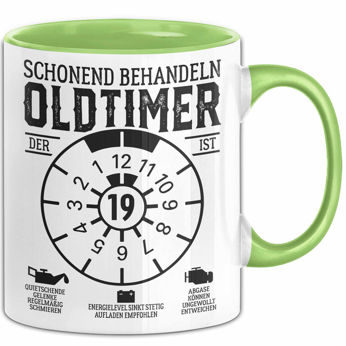 19. Geburtstag Tasse Geschenk Schonend Behandeln Oldtimer Der Ist 19 Geschenkidee Kaffee-Becher Grün Trendation