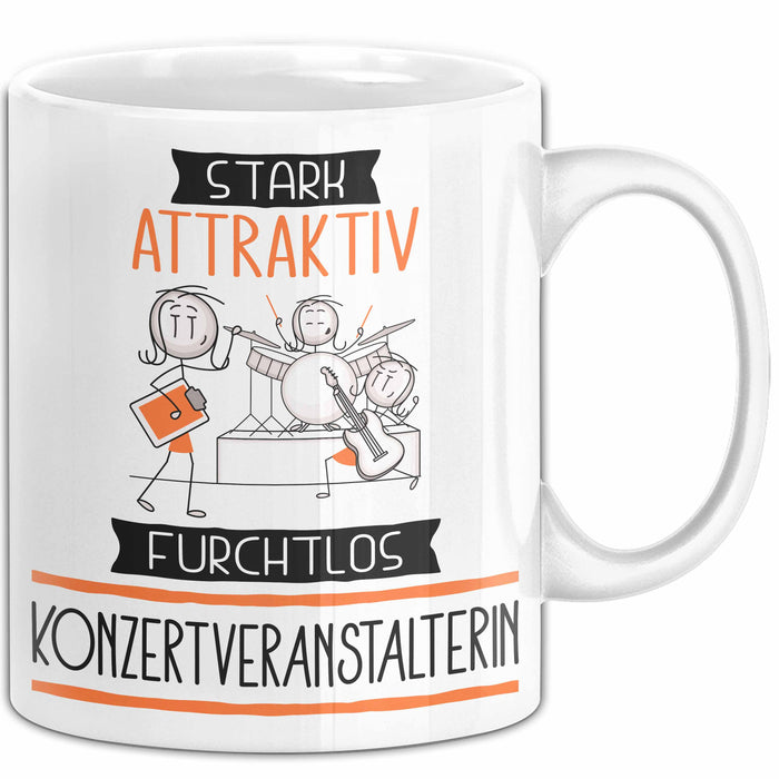 Konzertveranstalterin Tasse Geschenk Becher Stark Attraktiv Furchtlos Konzertveranstalterin Lustige Geschenkidee Weiß Trendation