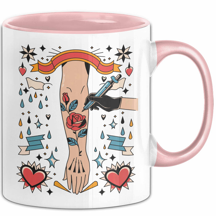 Tätowierer Tasse Geschenk Lustige Geschenkidee Spruch Für Tattoo Künstler Rosa Trendation