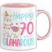 70er Geburtstag Tasse Geschenk Happy 70 And Glamarous Llama Alpaka Liebhaber Geschenkidee zum Geburtstag Rosa Trendation