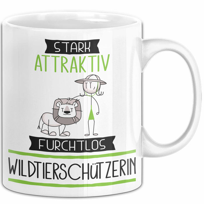 Wildtierschützerin Tasse Geschenk Becher Stark Attraktiv Furchtlos Wildtierschützerin Lustige Geschenkidee Weiß Trendation