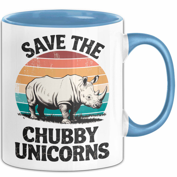 Nashorn Tasse Geschenk Lustige Geschenkidee Spruch Rettet Die Moppeligen Einhörner Blau Trendation