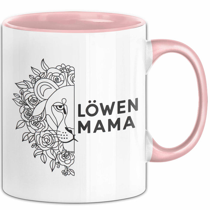 Mama Muttertag Tasse Becher Geschenk Lustige Geschenkidee Spruch Löwen Mama Rosa Trendation