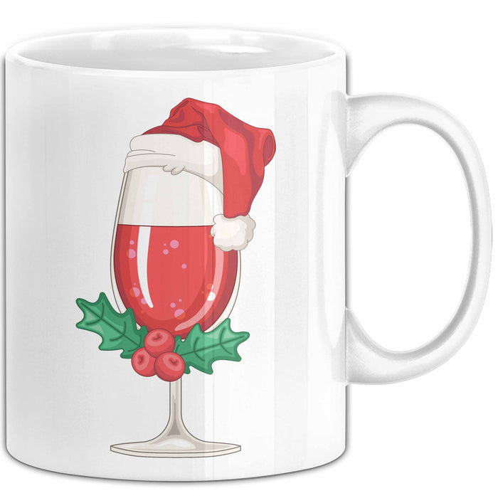 Weihnachten Weinglas Tasse Geschenk Weihnachtliche Grafik Kaffee-Becher Weiß Trendation