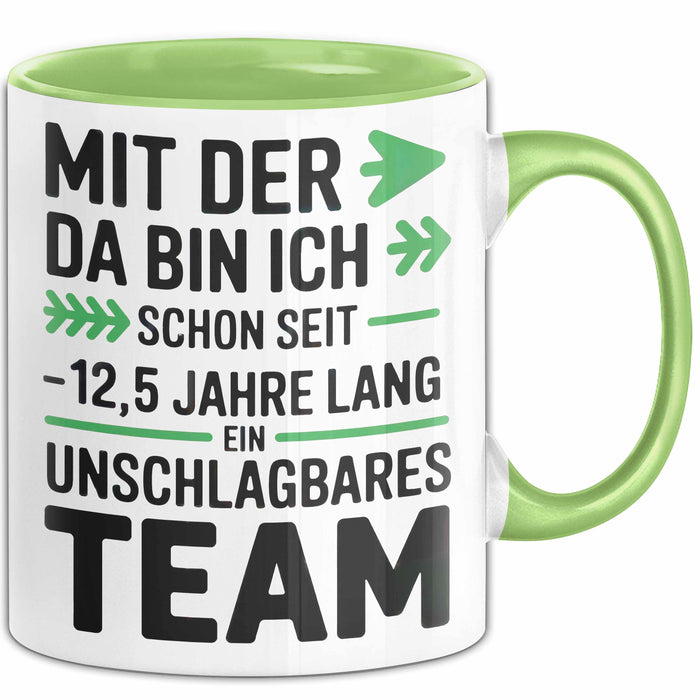 Romantische Pärchen Tasse Geschenk Team seit 12,5 Jahren Geschenkidee Lustig Grün Trendation