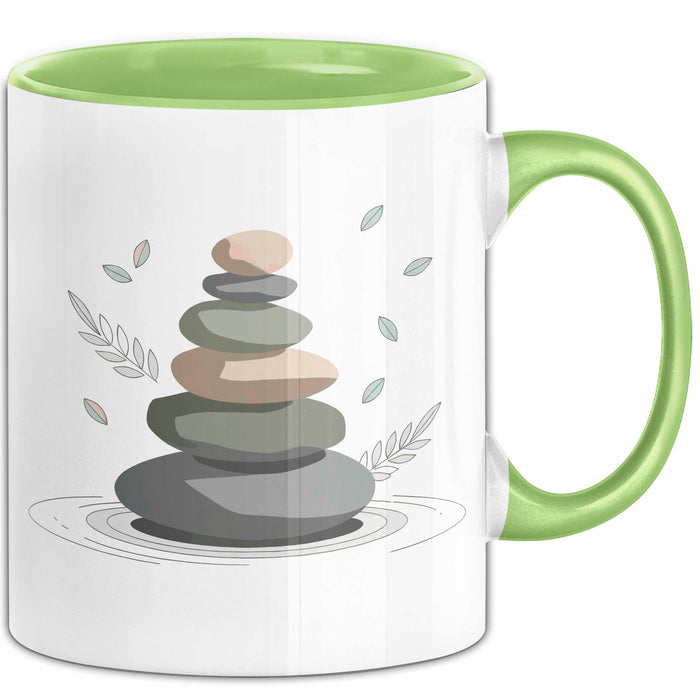 Meditationsfan Tasse Geschenkidee für Achtsamkeitssuchende Grün Trendation