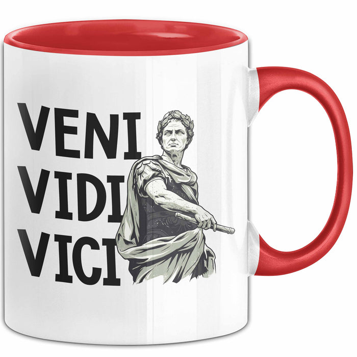 Lateinlehrer Unterricht Tasse Geschenk Lustige Geschenkidee Spruch Veni Vidi Vici Rot Trendation